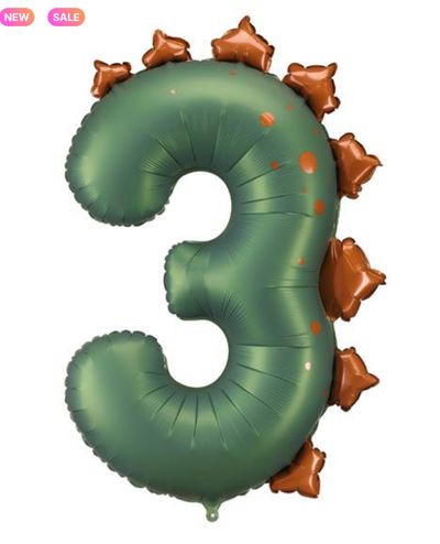 Шар цифра 3 - динозаврик