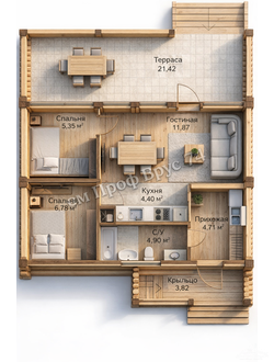 «Вега»  10,54 х 7,52 м — 63,25 м²