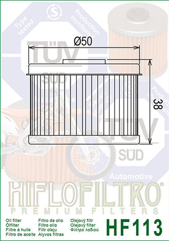 Масляный фильтр HIFLO FILTRO HF113 для Honda (15412-HM5-010,  15412-HM5-A10)