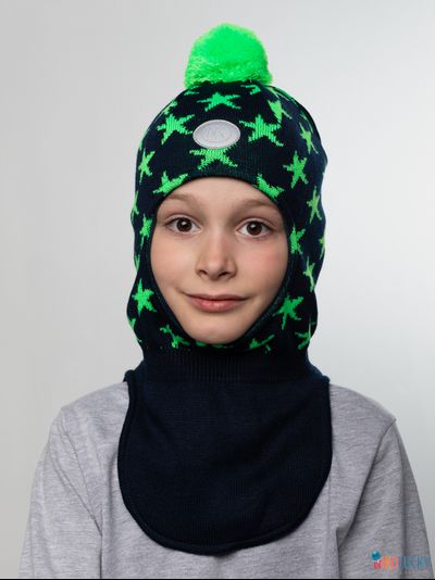 Шапка-шлем 20202-08, цвет темно-синий,салатовый р. 50-52