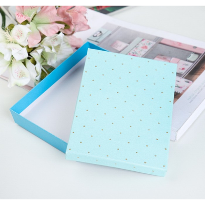 Коробочка подарочная, цвет ГОЛУБАЯ С ЗОЛОТОМ, для ОБЛОЖЕК НА ДОКУМЕНТЫ