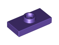 Plate, Modified 1 x 2 with 1 Stud with Groove and Bottom Stud Holder Jumper, Dark Purple (15573 / 6092604)