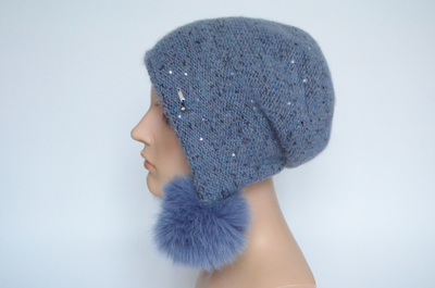 Шапка ушанка фиолетовая с помпонами Vizio Италия 8022 фото