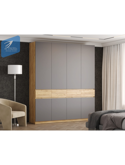 Бостон Шкаф ШК-004 ЛДСП Дуб золотой/Серый шифер