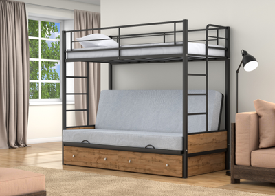 Двухъярусная кровать-диван Дакар 1 Черный (вставки дуб крафт табак) фото 6