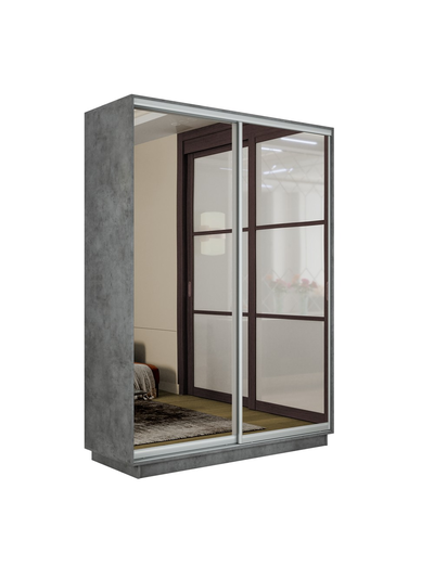 Экспресс шкаф-купе 2-х дверный (Зеркало) 1,6х2,4м Белый, Анкор светлый, Сонома, Ясень шимо светлый, Крафт табачный, Серый диамант, Бетон, Венге, Кашемир (модификация 5)