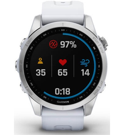 Умные часы Garmin Fenix 7s серебристый с белым силиконовым ремешком