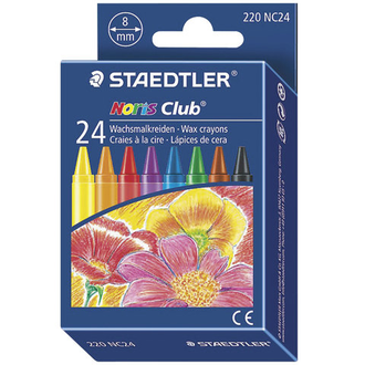 Восковые мелки STAEDTLER (Германия) "Noris Club", 24 цвета, картонная упаковка, европодвес, 220 NC24