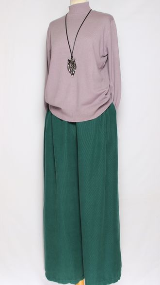 Брюки вельветовые"Палаццо защипы пояс" малахит, апельсин, электрик, сирень до 54