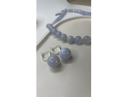 Комплект украшений из голубого агата