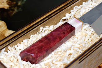 Нож ручной работы Gyuto Y82 / сталь D2 / карельская береза / красный