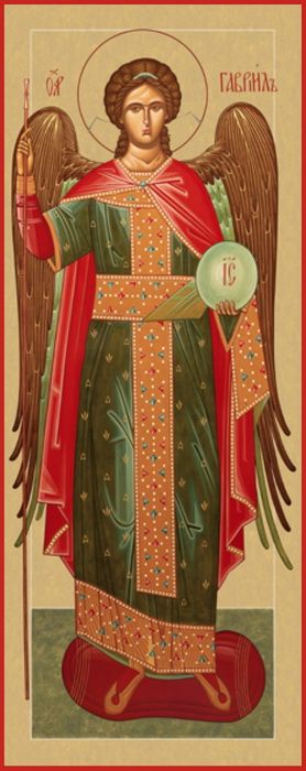 Гавриил Архангел, Святой Архистратиг. Рукописная мерная икона.