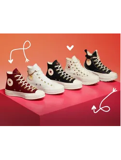 СONVERSE VALENTINES DAY С СЕРДЕЧКАМИ, конверсы на день Валентина