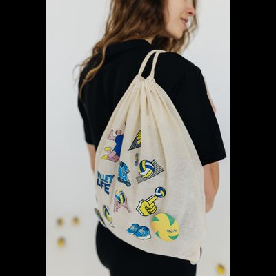 Рюкзак холщовый со стикерами черный