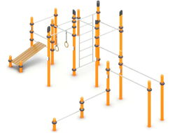 2281.50 Воркаут «9 турников, шведская стенка, кольца, брусья и скамья для пресса»