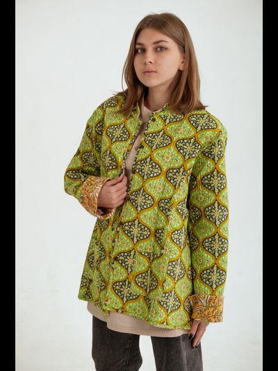 Женский стёганный жакет "Фуфайка" зеленый