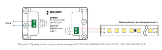 Диммер Arlight TY-101-24V-30W-DIM-WF-SUF (230V, WIFI, 433MHz, 1х1.25A)