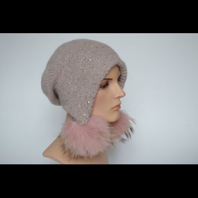 Шапка ушанка розовая с помпонами Vizio Италия 8022