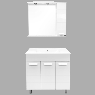 Тумба-умывальник "Модена М-90" белая матовая с раковиной QUADRO 90