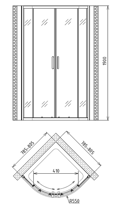 Душевой уголок Gemy Victoria S30062, 80x80x190 см.