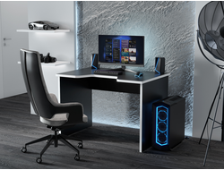 Стол геймерский С-241 черный шагрень/белый