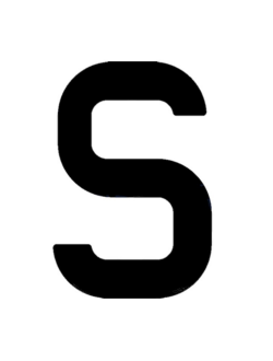 Регистрационная буква "S" из самоклеящейся ткани Bainbridge SL380BKS 380 мм черная