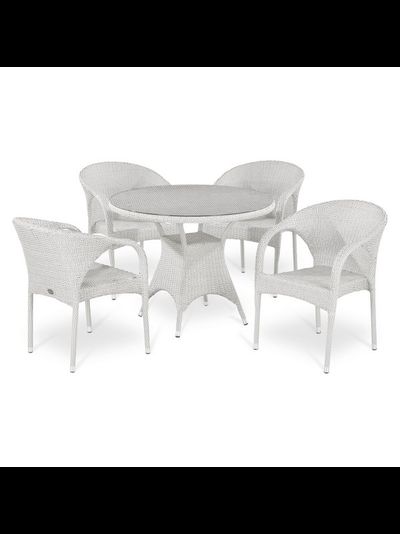 Белая обеденная группа T220CW/Y290W-W2 из искусственного ротанга