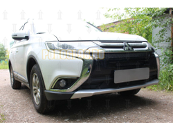 Защита радиатора Mitsubishi Outlander III 2015-2018 (3 части) black PREMIUM