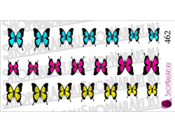 Слайдер-дизайн 462 - Голубые, жёлтые, розовые бабочки.