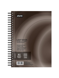 Бизнес-тетрадь 100л, А5, LightBook, спираль,коричневый, клетка