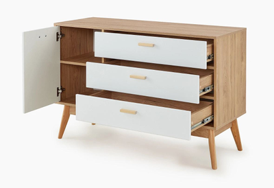 Калгари спальня Комод 1195х450х820 дуб натуральный светлый / белый матовый