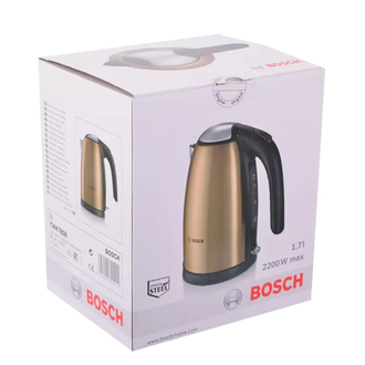 Чайник BOSCH TWK7808, 1,7 л, 2200 Вт, закрытый нагревательный элемент, нержавеющая сталь, золотой