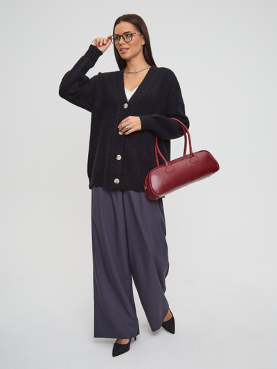 Вязаный удлиненный кардиган оверсайз на пуговицах