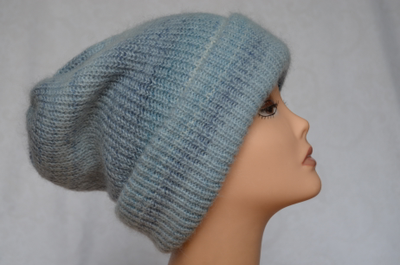 Двухсторонняя шапка бини с отворотом Vizio Италия 6471 голубая фото