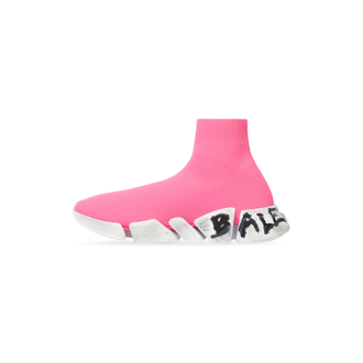 Balenciaga WOMEN'S SPEED 2.0 GRAFFITI RECYCLED KNIT TRAINERS IN FLUO PINK розовые женские