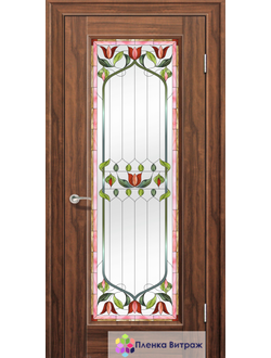 Витражная пленка, витражная пленка самоклеющаяся под заказ,пленочный витраж с цветочным рисунком