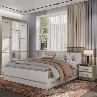 Фиеста Тумба прикроватная (400*450*410мм), дуб сонома/белый 2 штуки