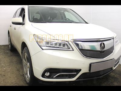 Защита радиатора Acura MDX III 2014- black верх PREMIUM