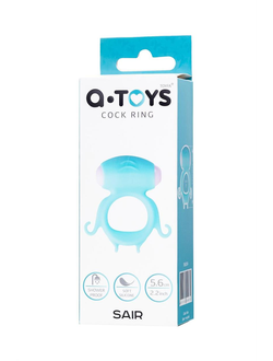 768034 Виброкольцо на пенис A-Toys by TOYFA Sair, силикон, голубое, Ø 2,6 см