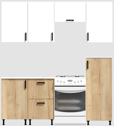 Кухня Эконом 1,5 метра с полуколонкой (1000х500) Цвет: Белый/Дуб Вотан