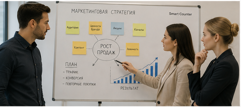 Маркетинговая стратегия магазина Smart Counter на доске