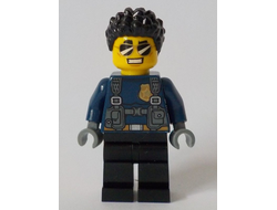 Police Officer - Male, Dark Blue Shirt with Harness, Black Legs, Black Coiled Hair, Sunglasses Duke DeTain, n/a (cty1042)