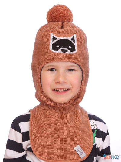 Шапка-шлем  21101-10, цвет охра,черный,белый, р. 48-50