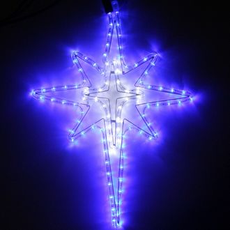 Фигура из дюралайта "Рождественская звезда", 122 светодиода, 52 см, соединяемая (до 10 шт.), уличная, белый/синий