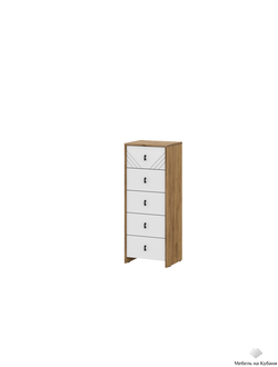 Байкал Комод 5 ящиков Дуб Золотой/Белый матовый
