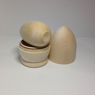 Яйцо матрешка 95*60 для росписи 3-х кукольное на подставке