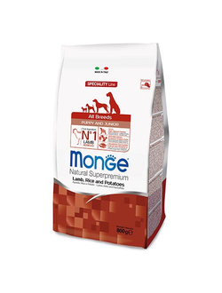 Корм для щенков Monge (Монж) Puppy & Junior Lamb ягненок с рисом 0,8 кг