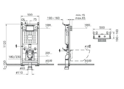 Комплект: Подвесной безободковый унитаз VitrA S40, SmoothFlush, с тонким сиденьем с микролифтом, инсталяцией и панелью управления 9860B003-7200