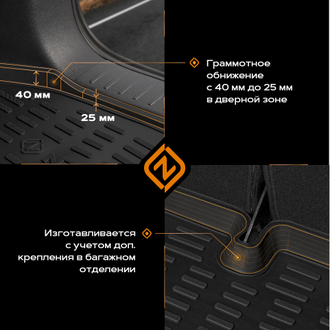 Коврик в багажник пластиковый (черный) для Audi A3 sd (12-20) (Борт 4см)