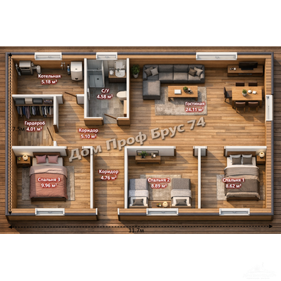 «Тефия»  11,77 х 7,5 м — 87,75 м²
